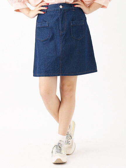 前ポケットデニムスカート