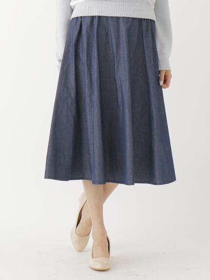 ＜もっと大きなサイズ＞【スキスカ!】デニムミモレスカート