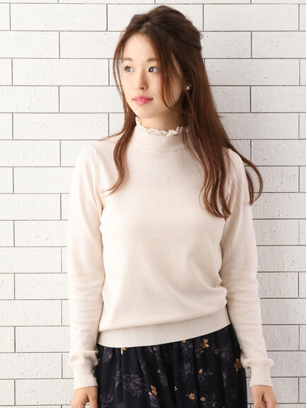 earth music&ecology【CM着用】スタンドフリルニットプルオーバー