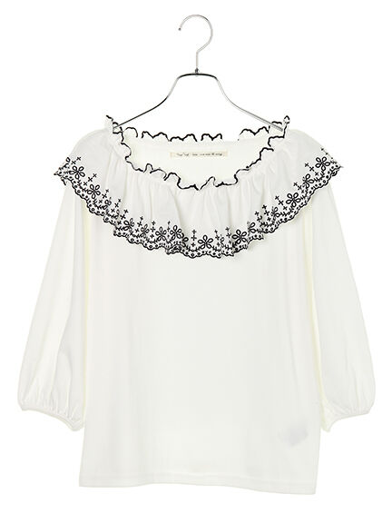 earth【Rune】衿スカラップ刺繍プルオーバー