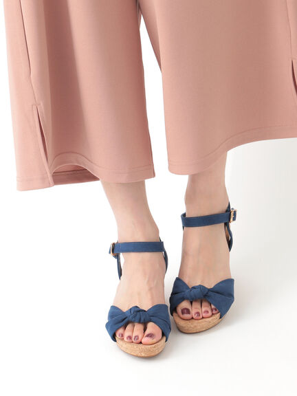 earth music&ecology × ORiental TRafficリボンウェッジサンダル