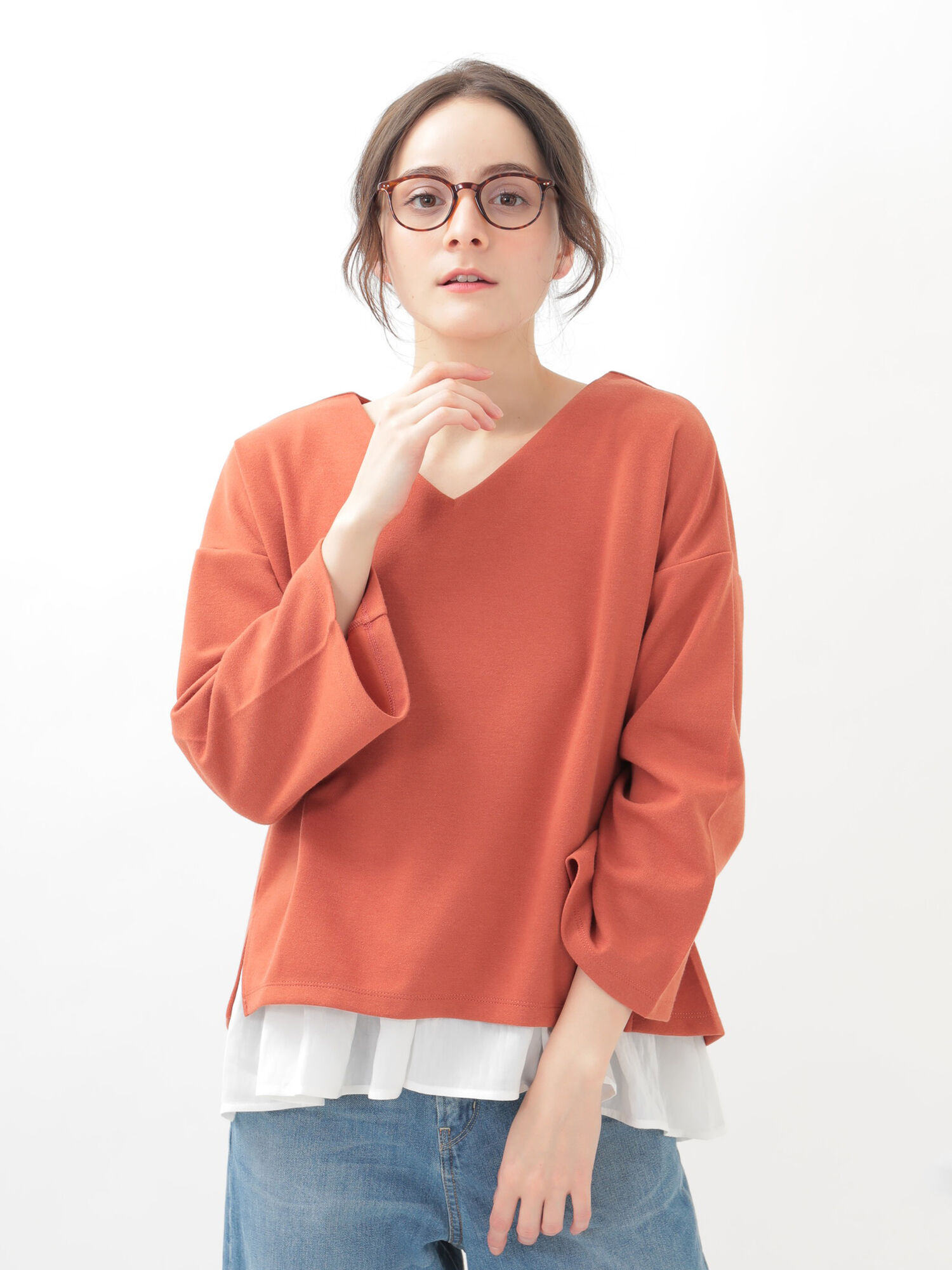 ★【SETITEM】Vネックプルオーバー+タンクトップセット