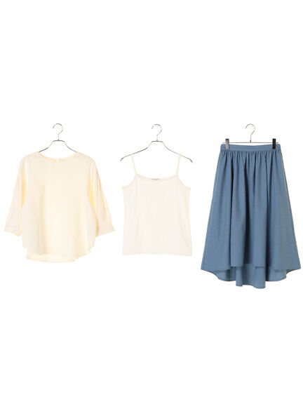 宮崎あおいさんCM着用【3点セット】ボリューム袖ブラウス+インナー+スカート