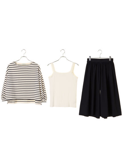 鈴木京香さんCM着用【3点セット】袖タックプルオーバー+インナー+スカーチョセット