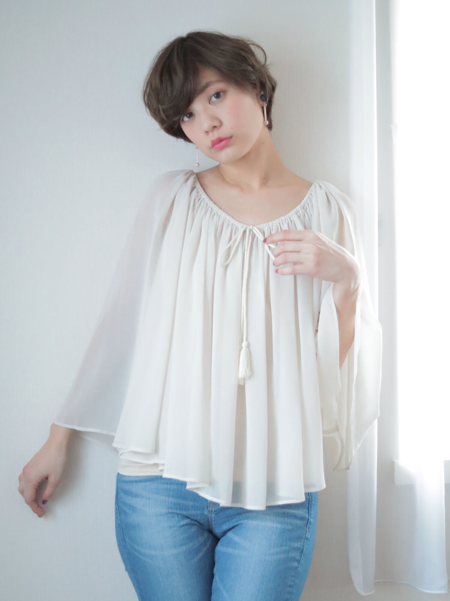 ★<WEB限定大きな・小さなサイズ>シフォン2wayポンチョプルオーバー