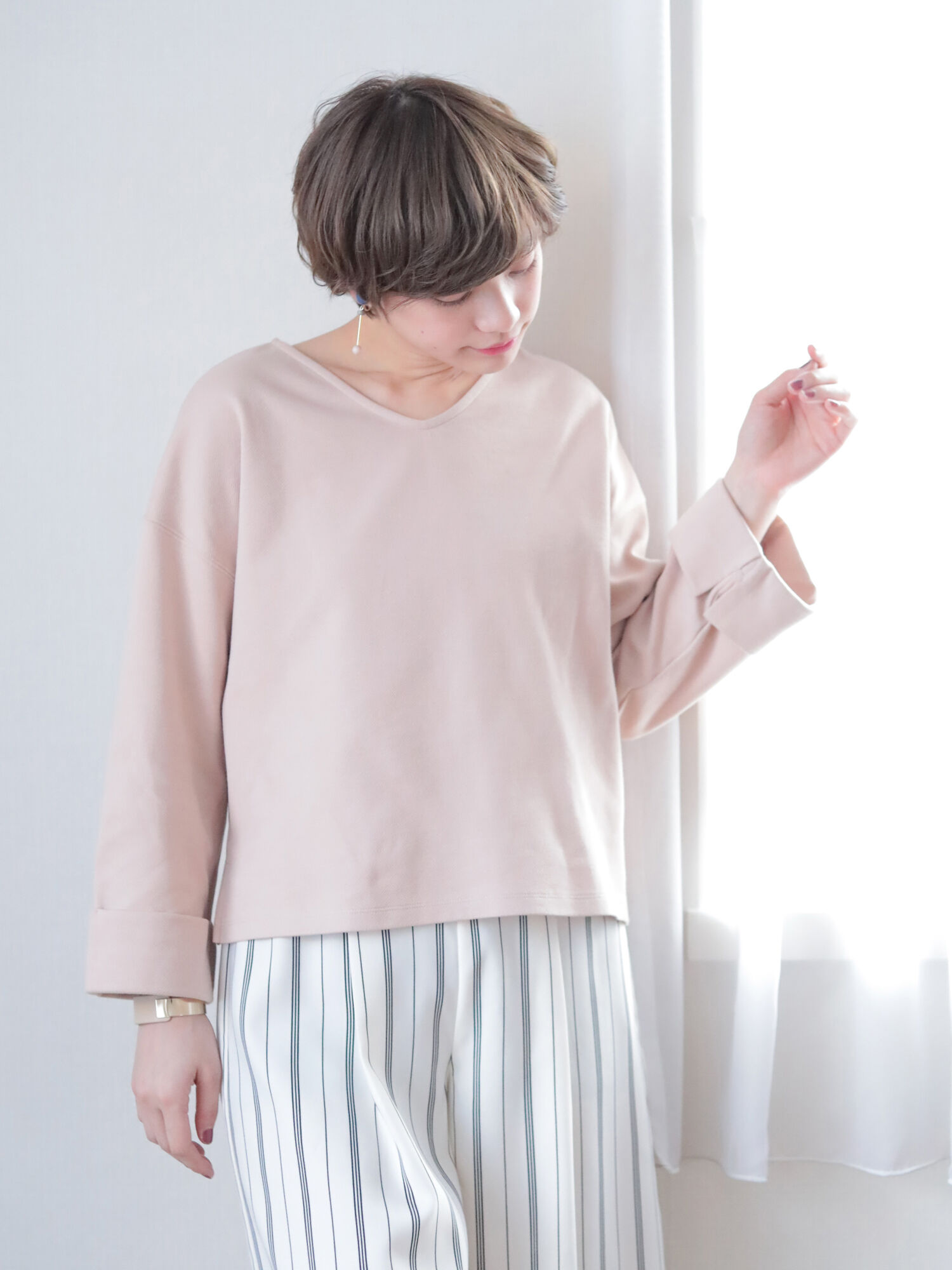 ★<WEB限定大きな・小さなサイズ>スリットスリーブカットプルオーバー
