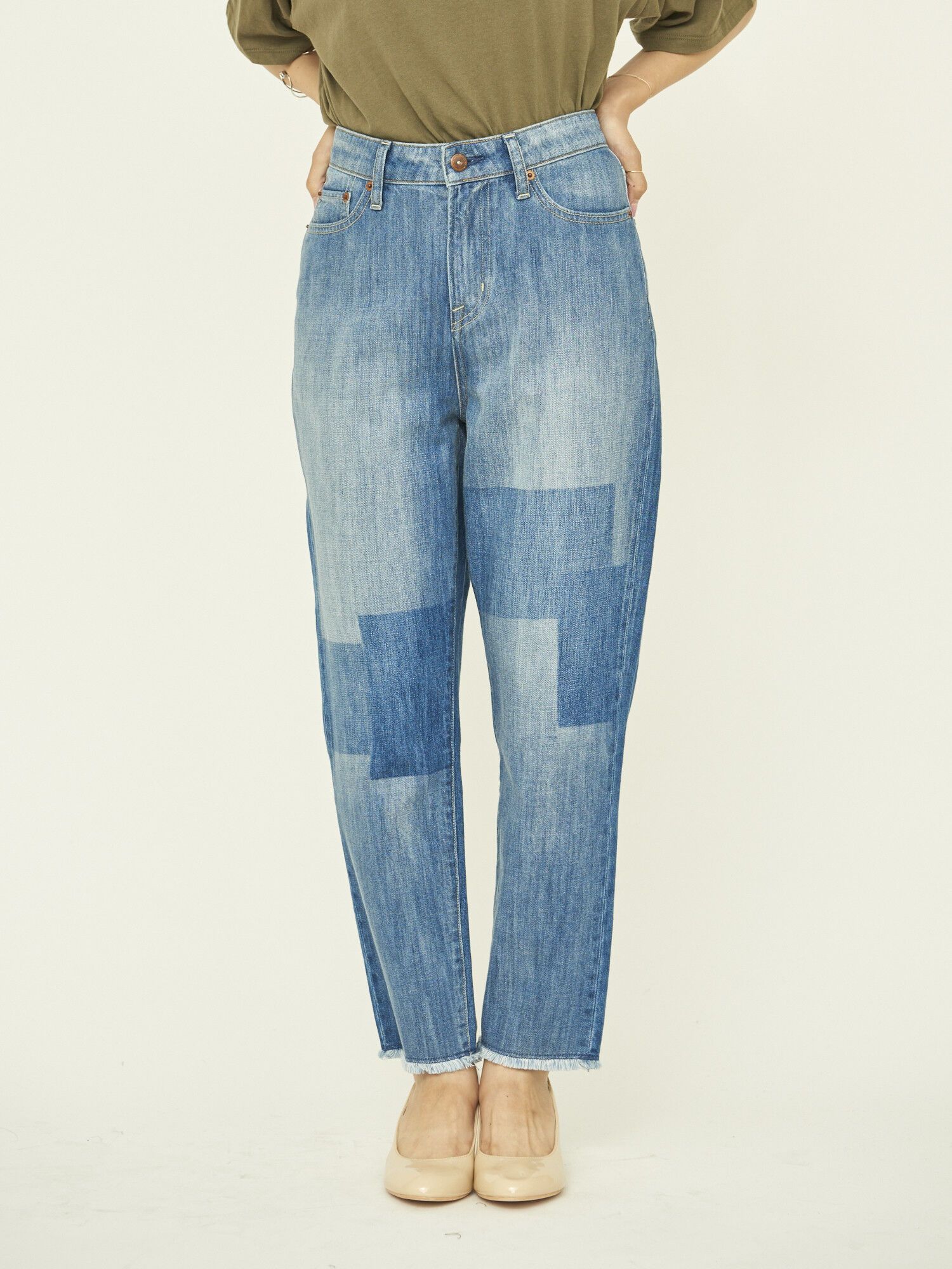 USA COTTONデニムパンツ(マスキング加工)