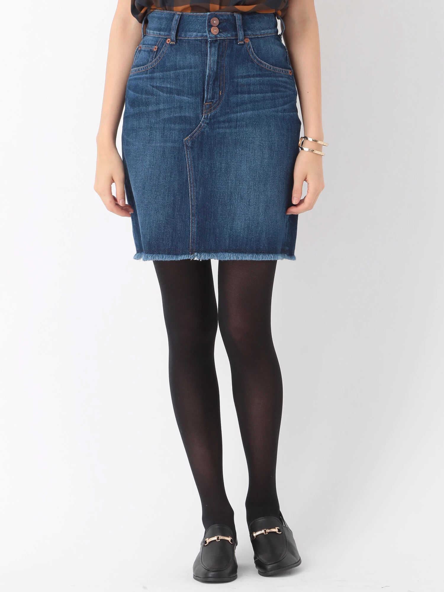 USA COTTONデニムスカート(台形ミニ)