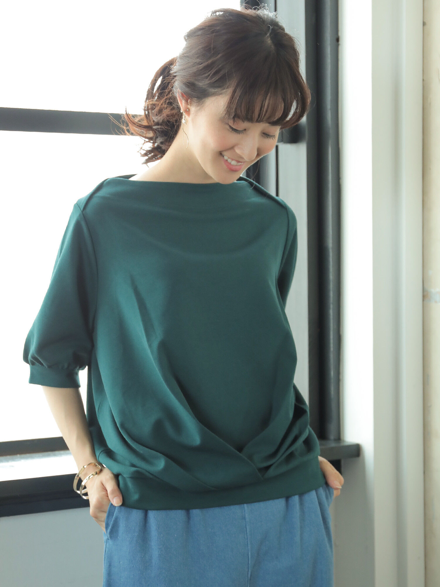 裾タックポンチプルオーバー