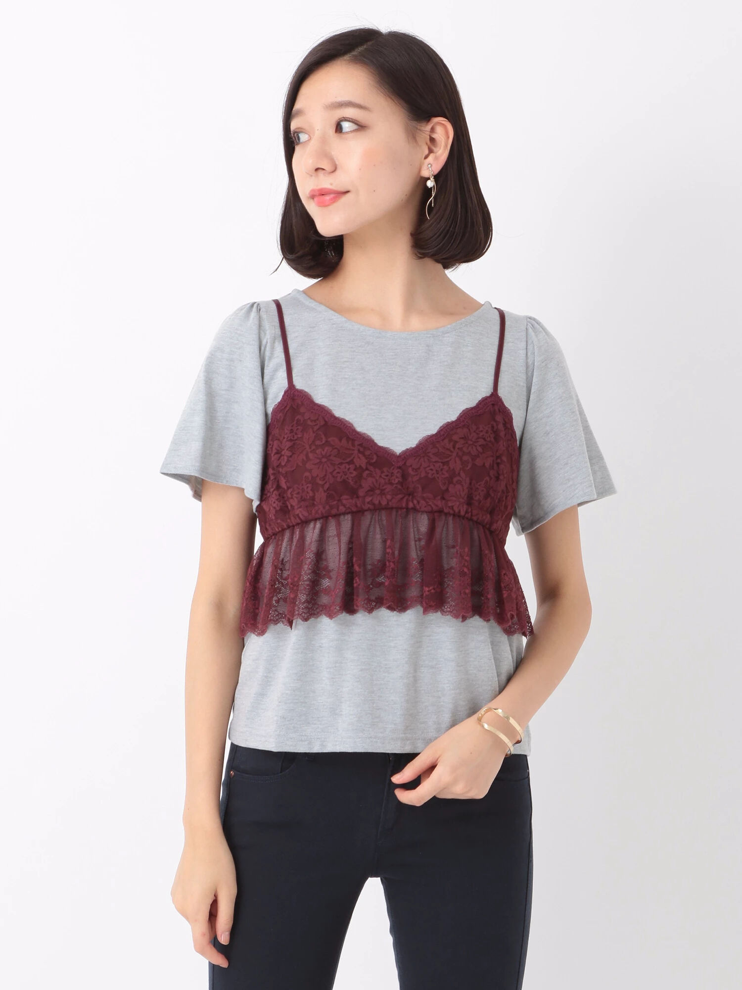 SET2点 レースキャミ+プルオーバー