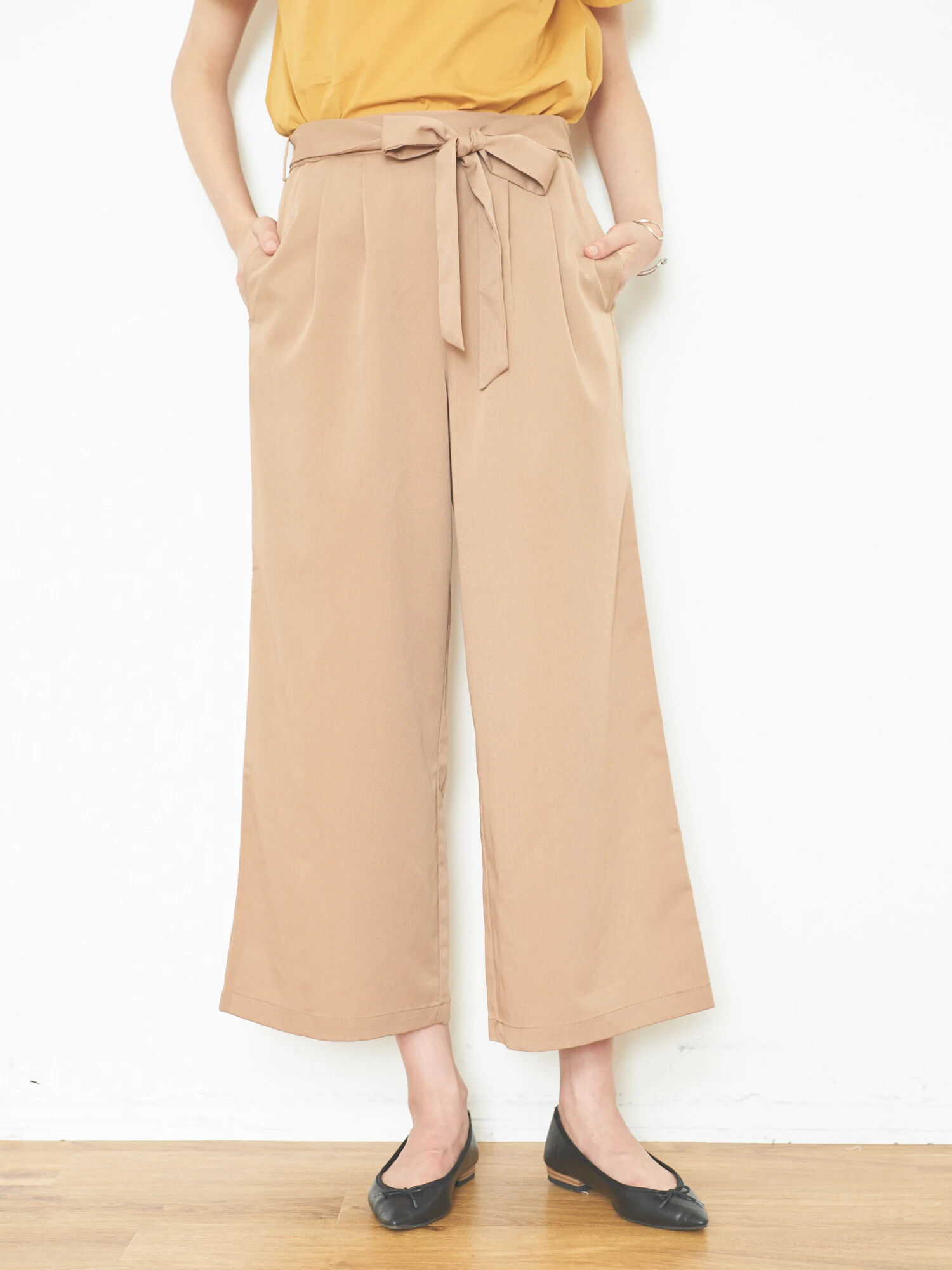 ウエストリボンワイドパンツ