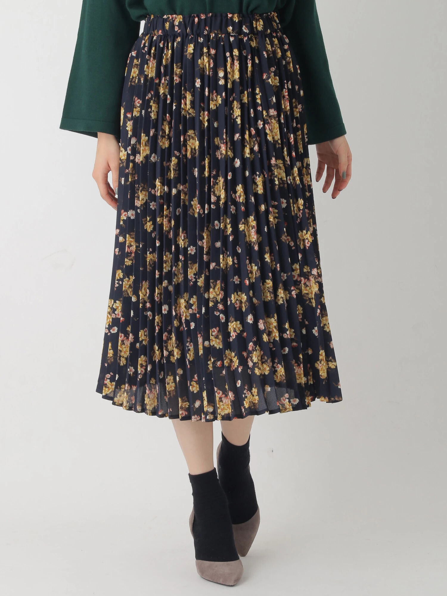 フラワープリントプリーツスカート