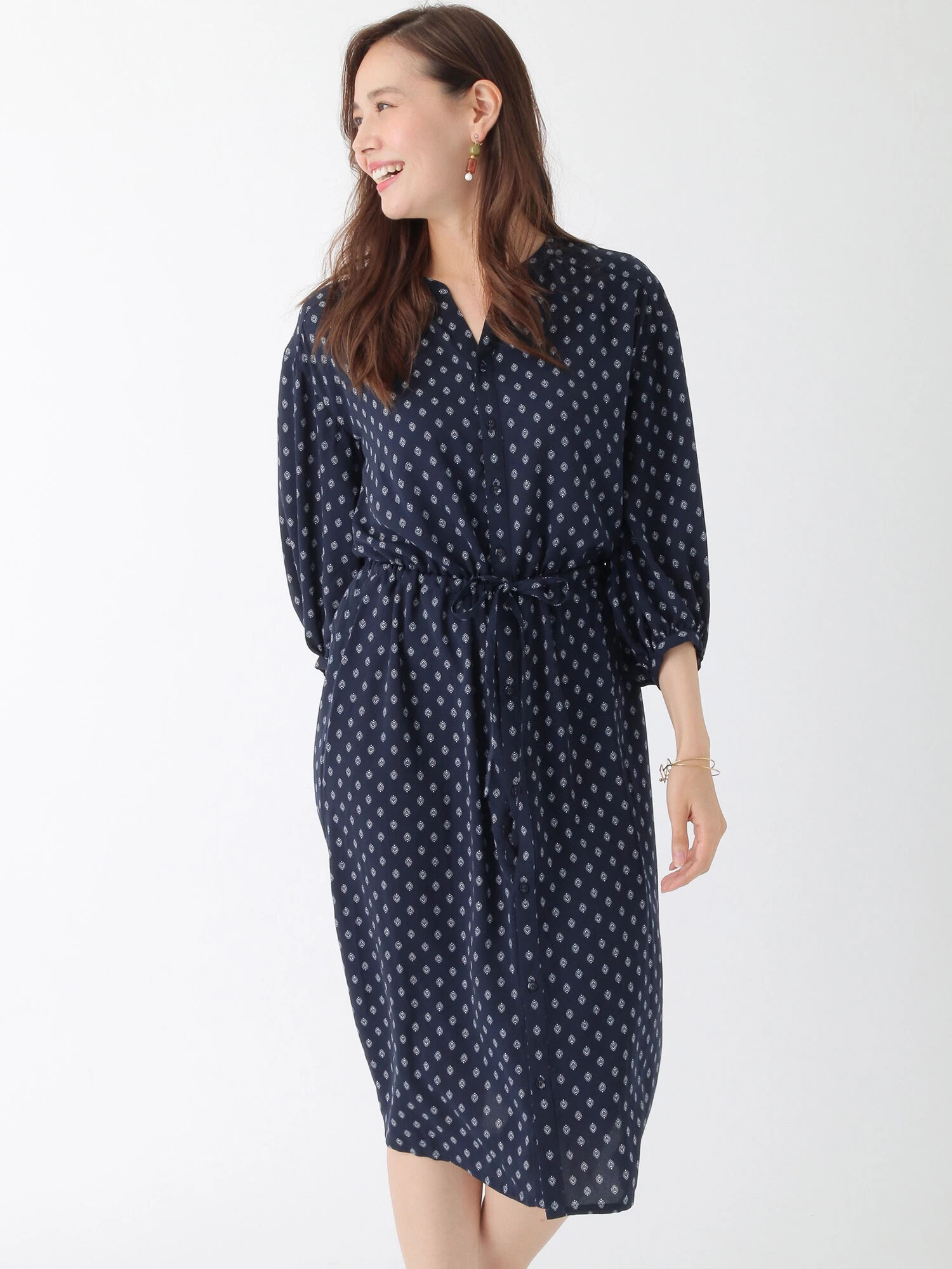 ＜もっと大きなサイズ＞小紋プリントワンピース