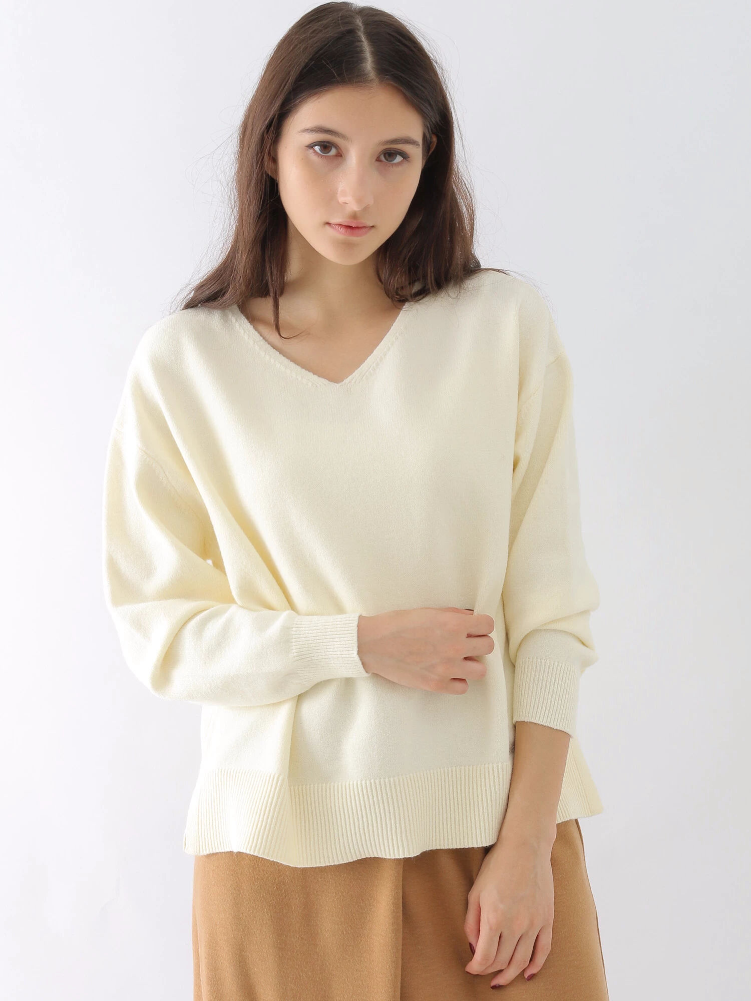 シアバター加工前後2wayニットプルオーバー