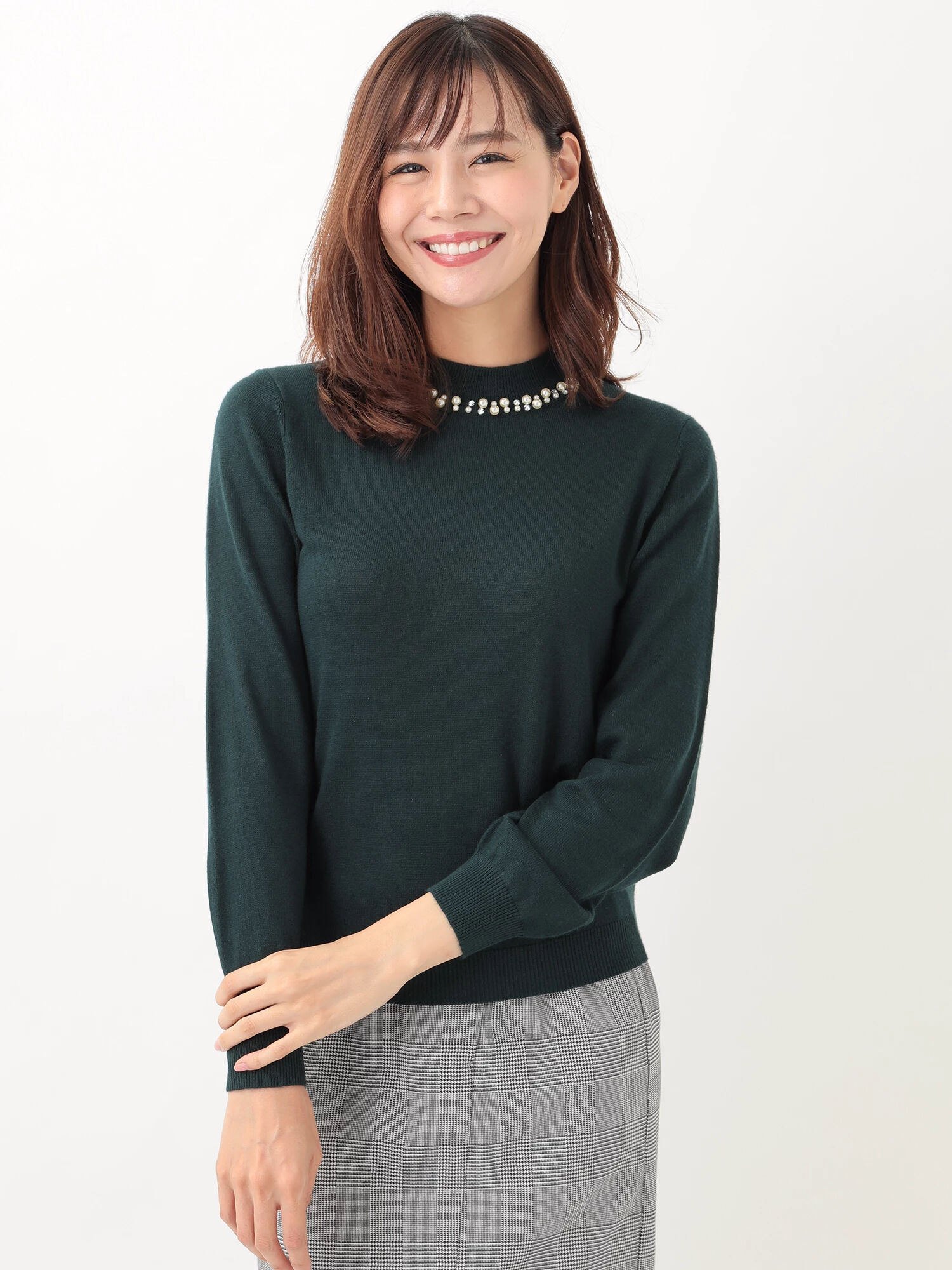 ＜ＷＥＢ限定大きな・小さなサイズ＞・ハイハイハイネックビジューニットプルオーバー