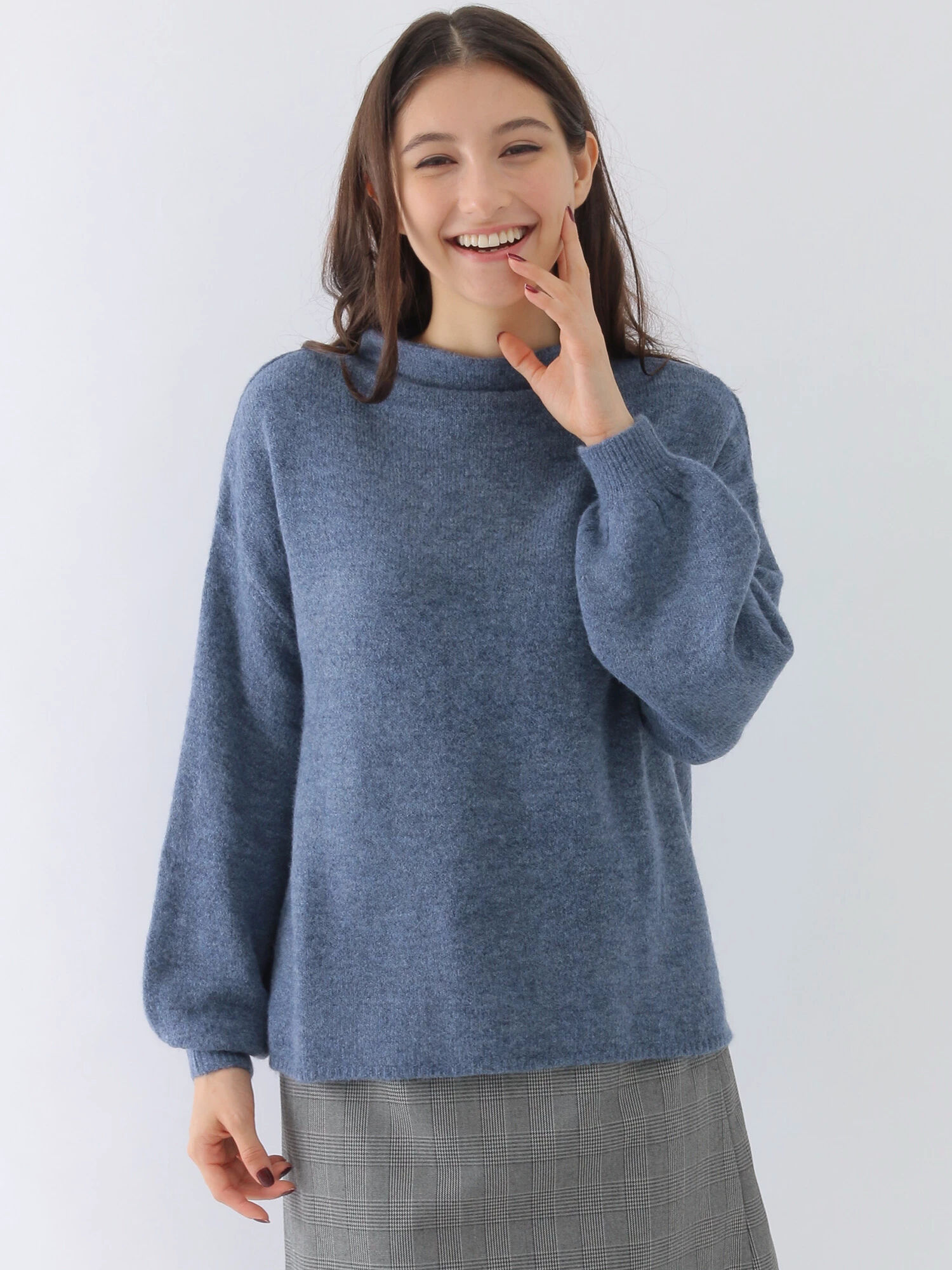 ・ボトルネックニットプルオーバー