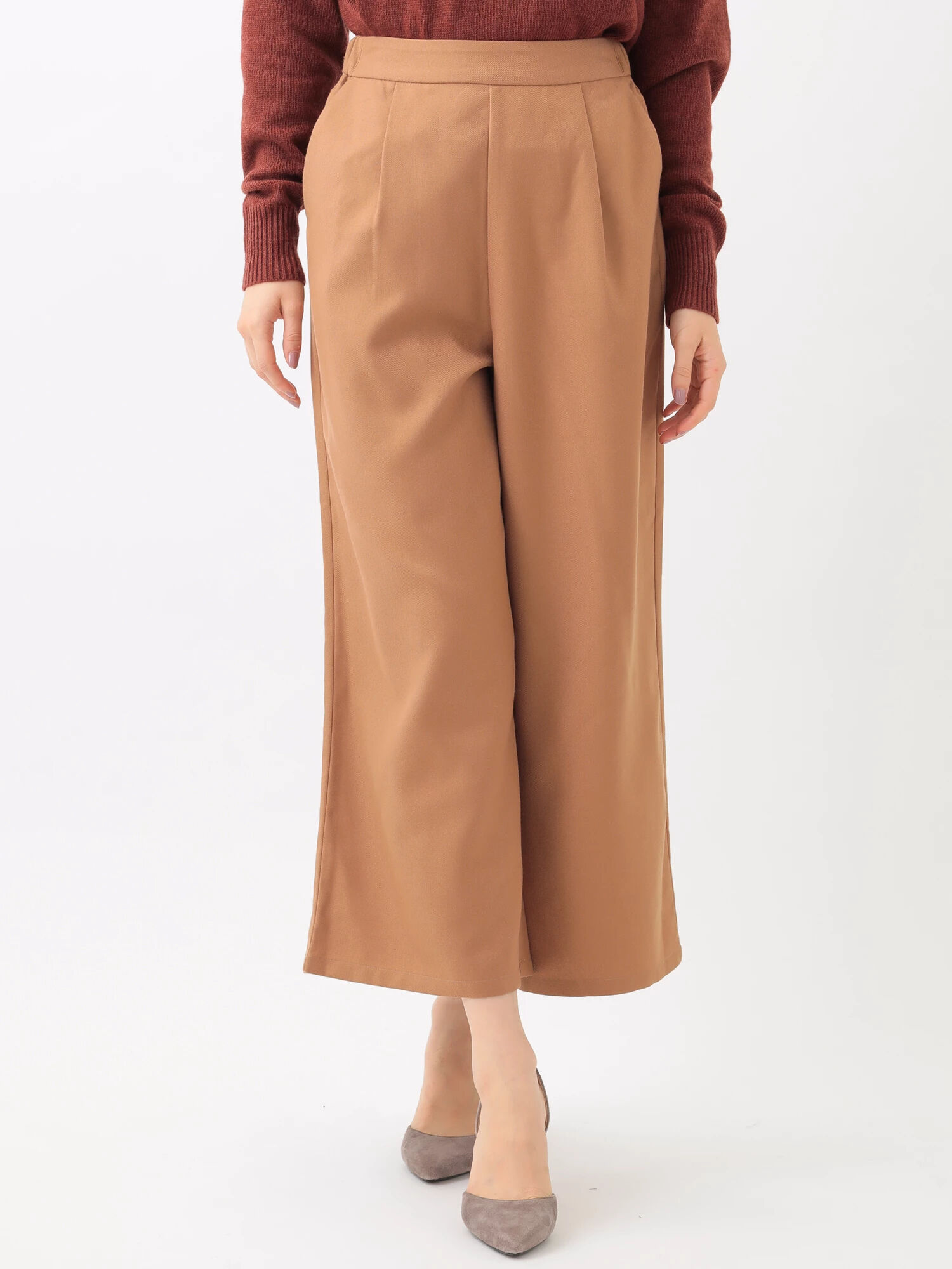 ◎＜ＷＥＢ限定大きな・小さなサイズ＞T/R起毛イージーワイドクロップドパンツ