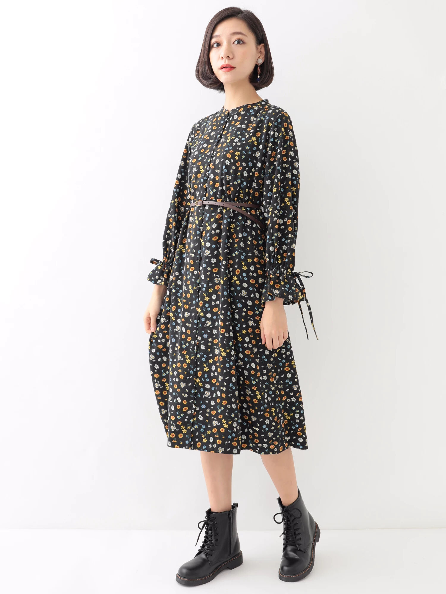 ＜広瀬すず コラボ＞キャンディスリーブ花柄ワンピース