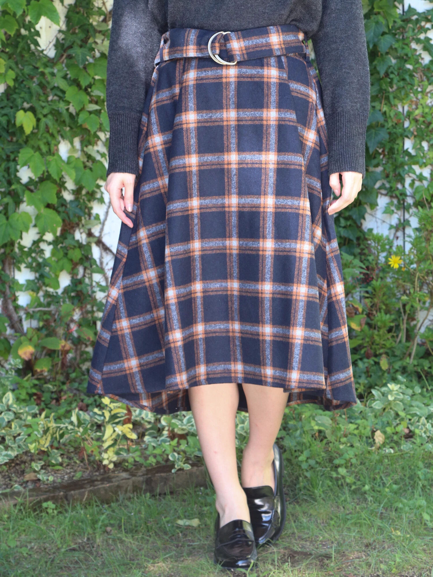 ・ビックチェックイレヘムスカート