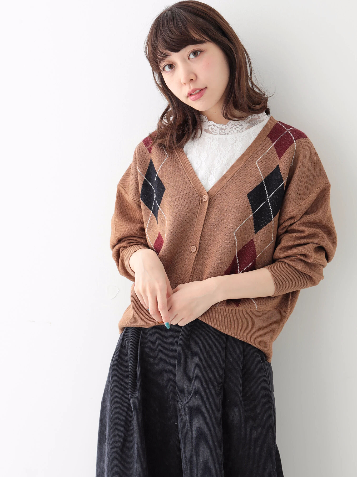 ★アーガイルニットカーディガン