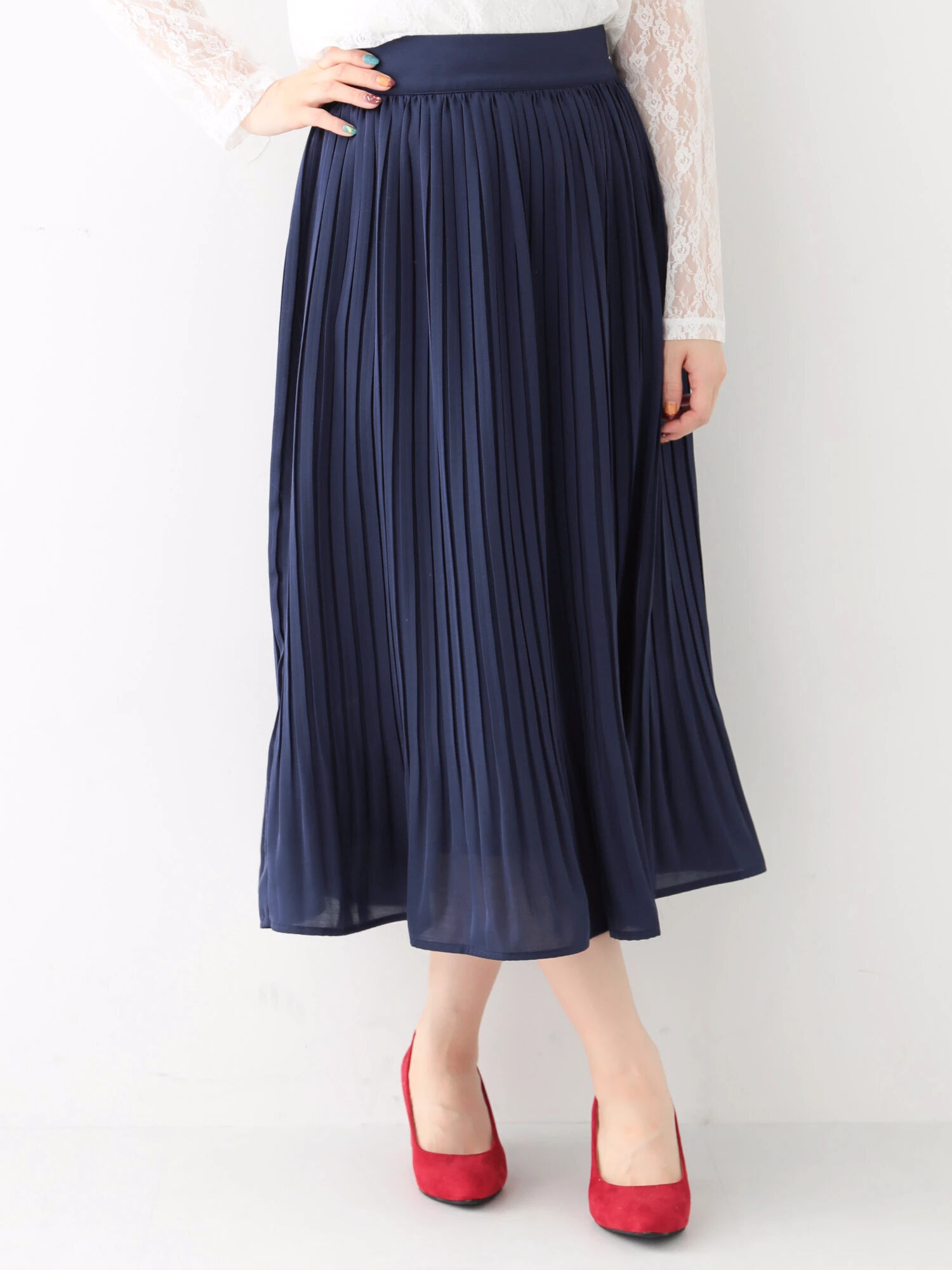 ・ヴィンテージサテンミモレプリーツスカート