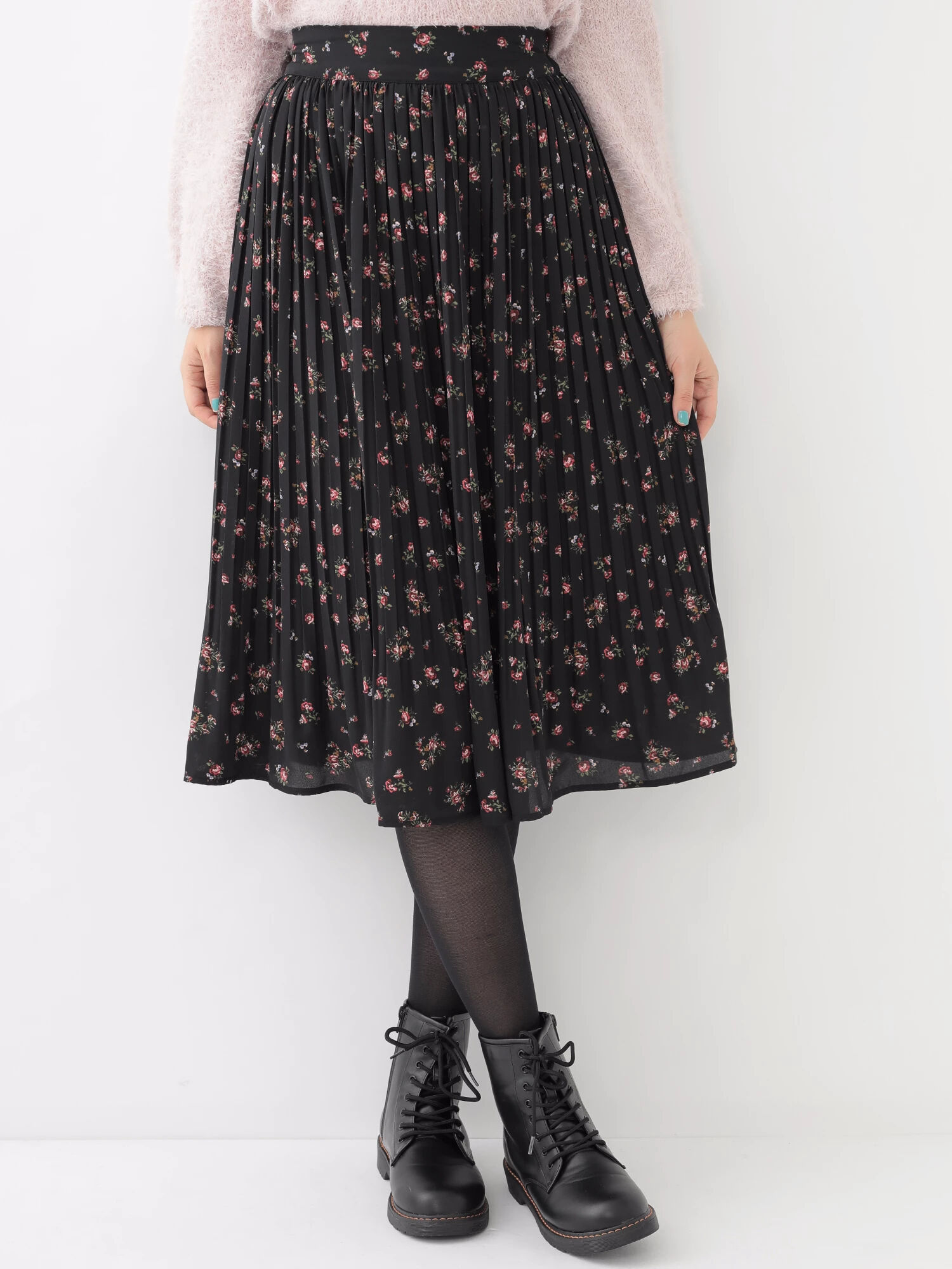 ・ジョーゼットフラワープリーツスカート