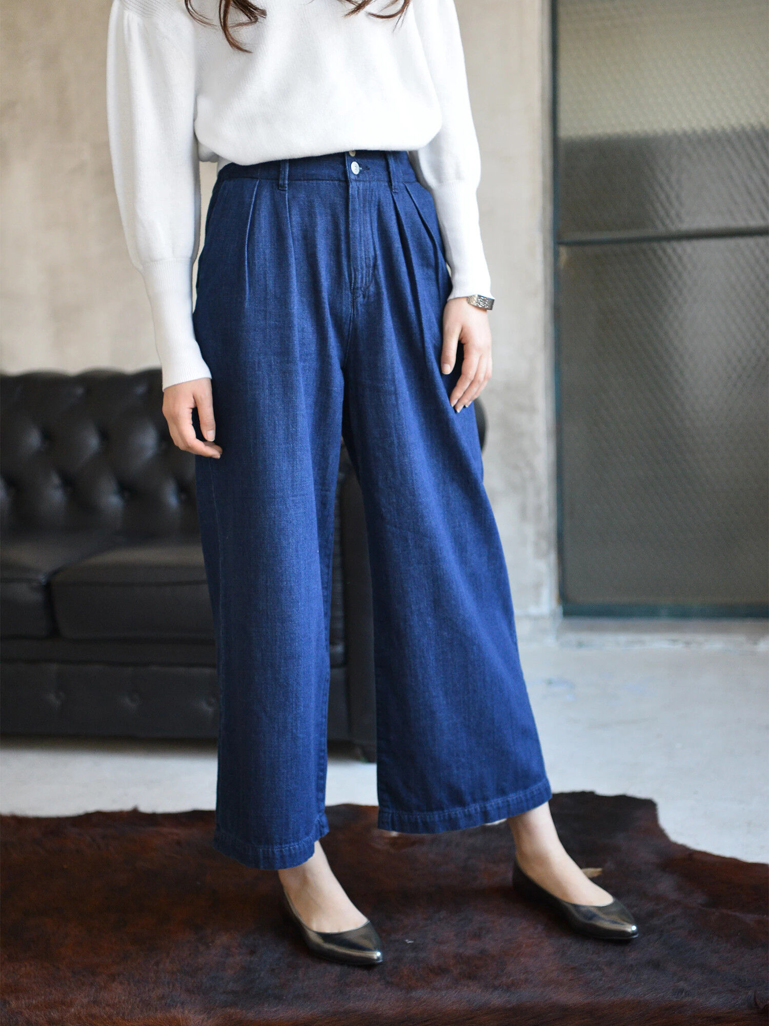 【WEB先行予約】COTTON USA デニムパンツ(タックバギー)