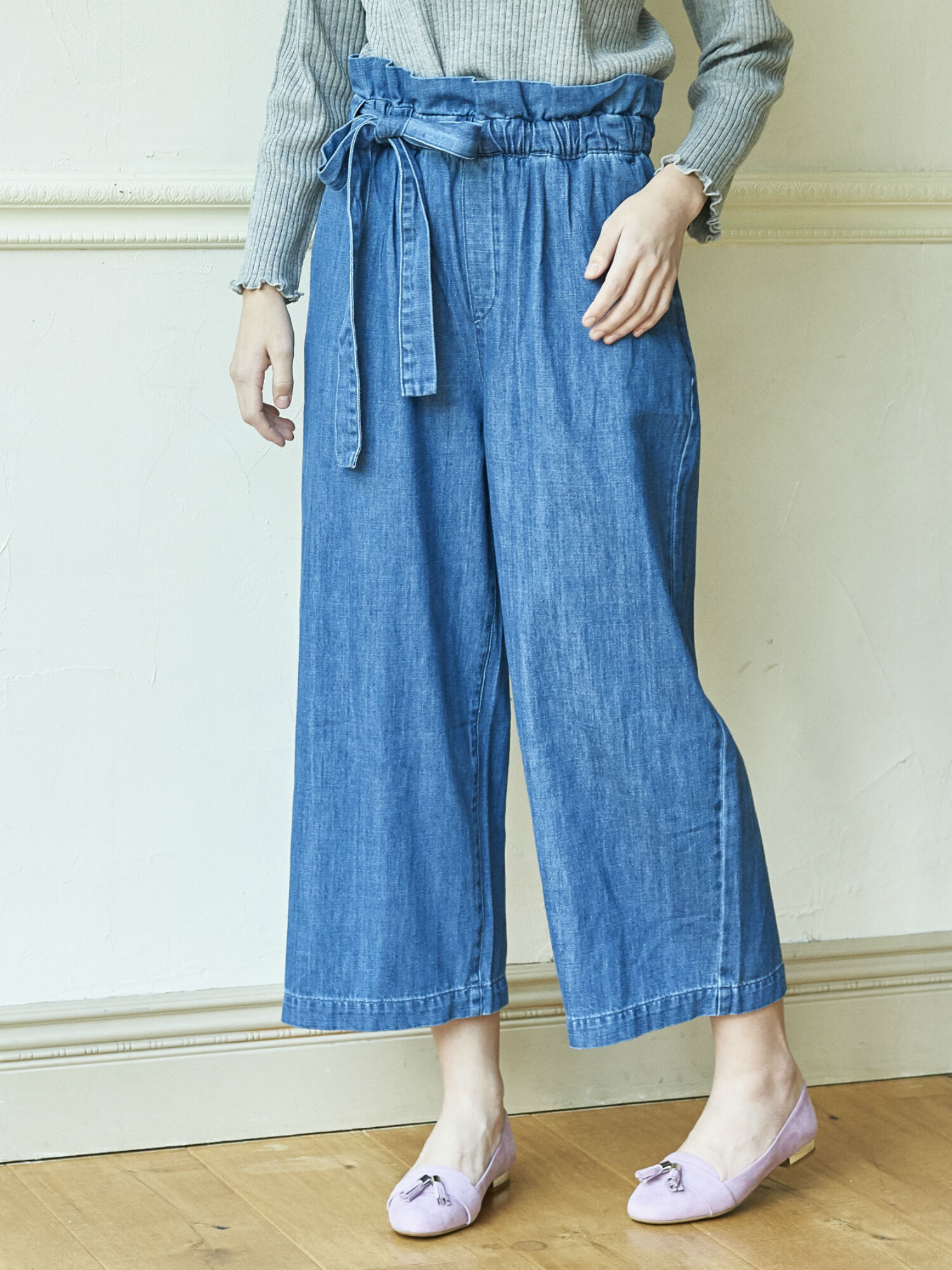 【WEB先行予約】COTTON USA デニムパンツ(ベルト付ワイド)