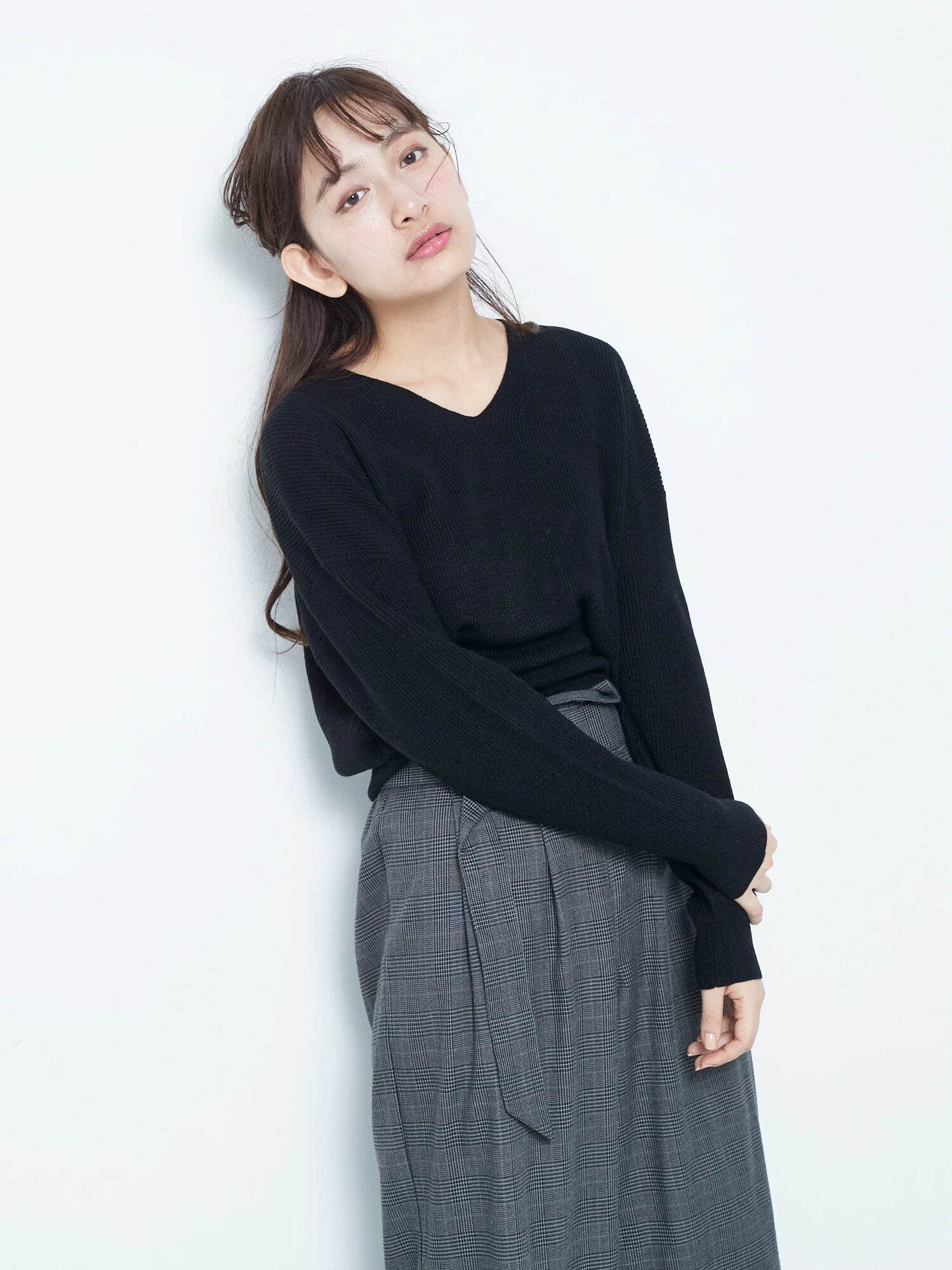 ★リブVネックニットプルオーバー