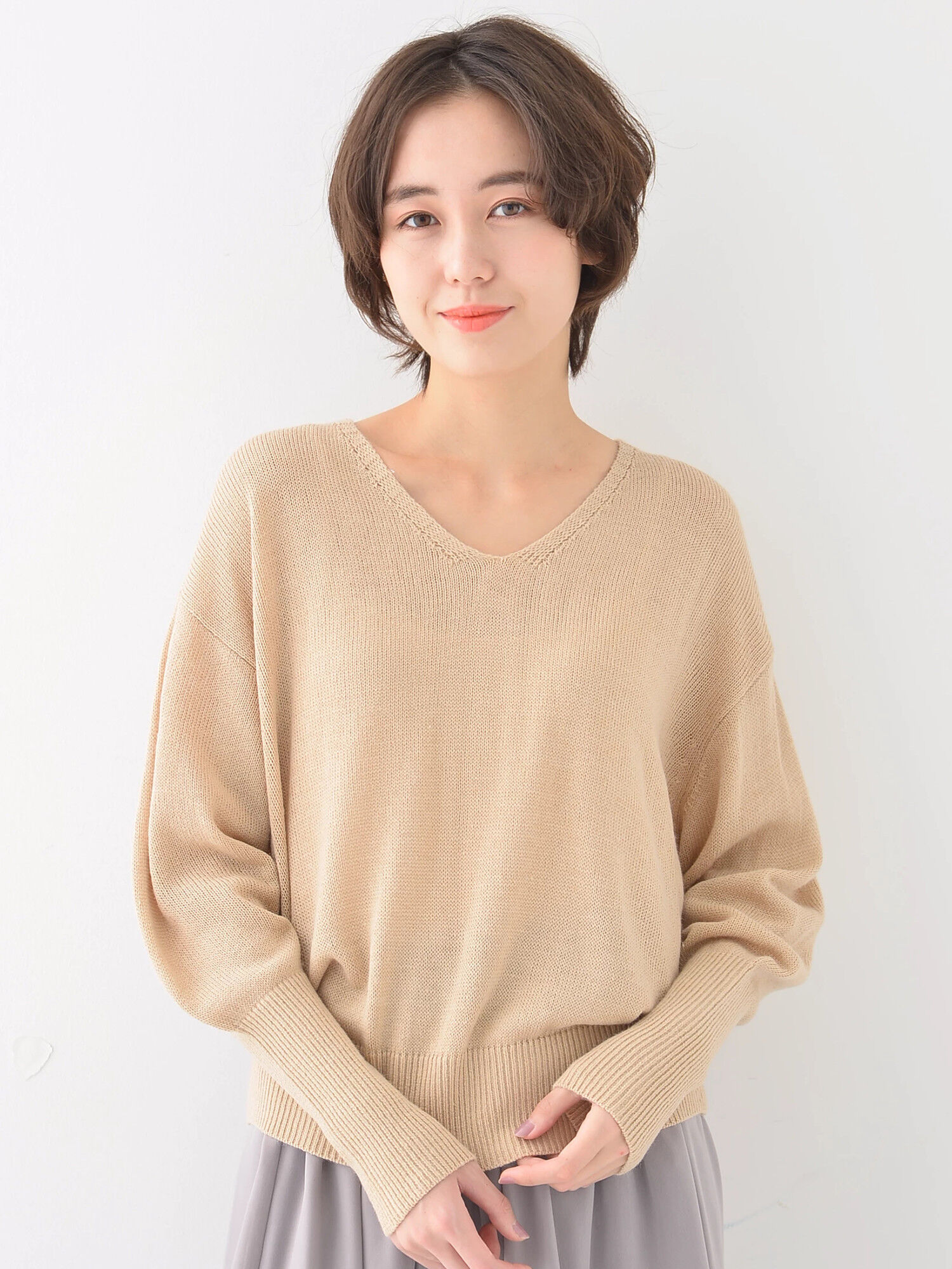 ★袖リブニットプルオーバー
