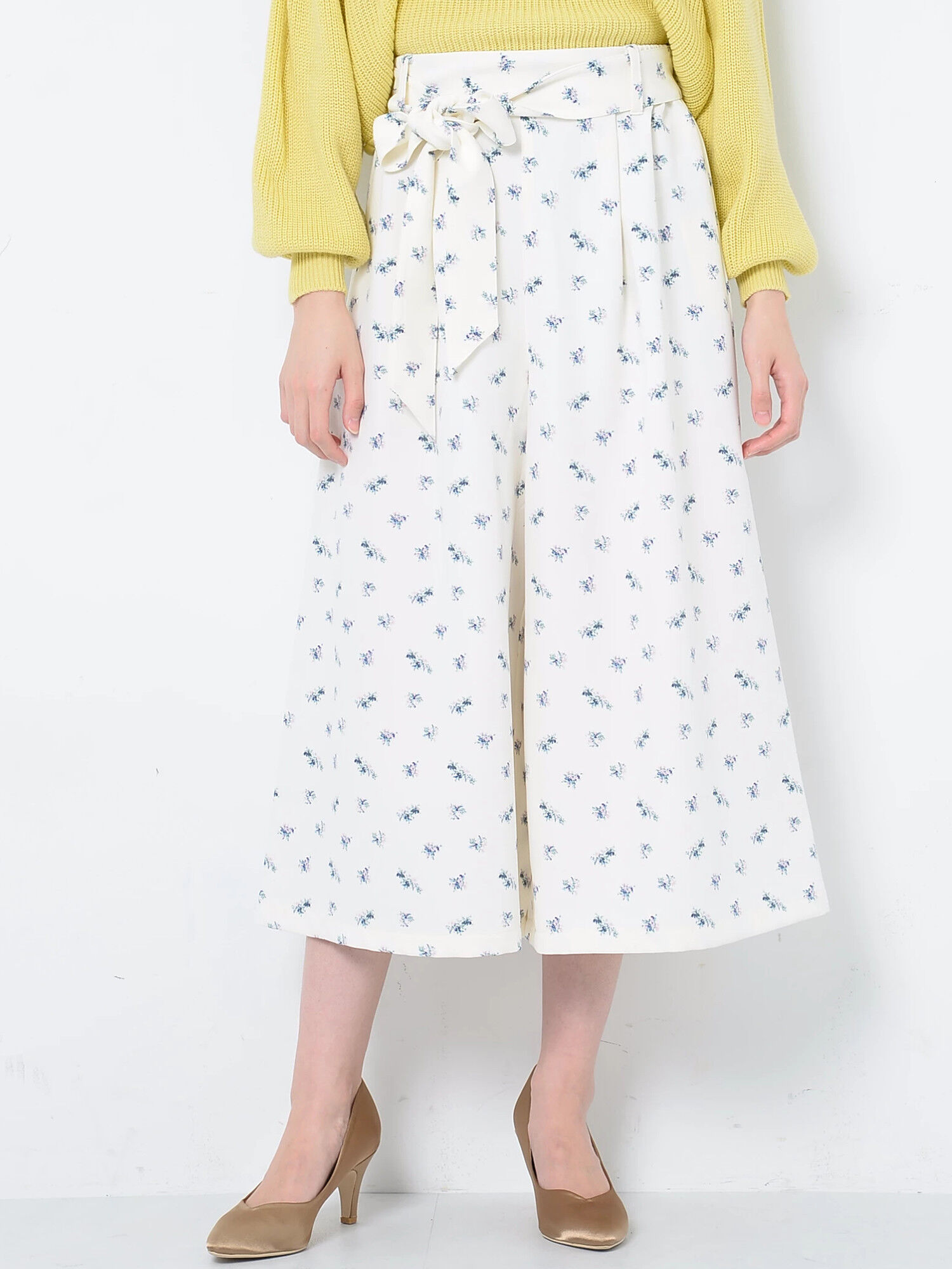 ・花柄ウエストリボンスカーチョ