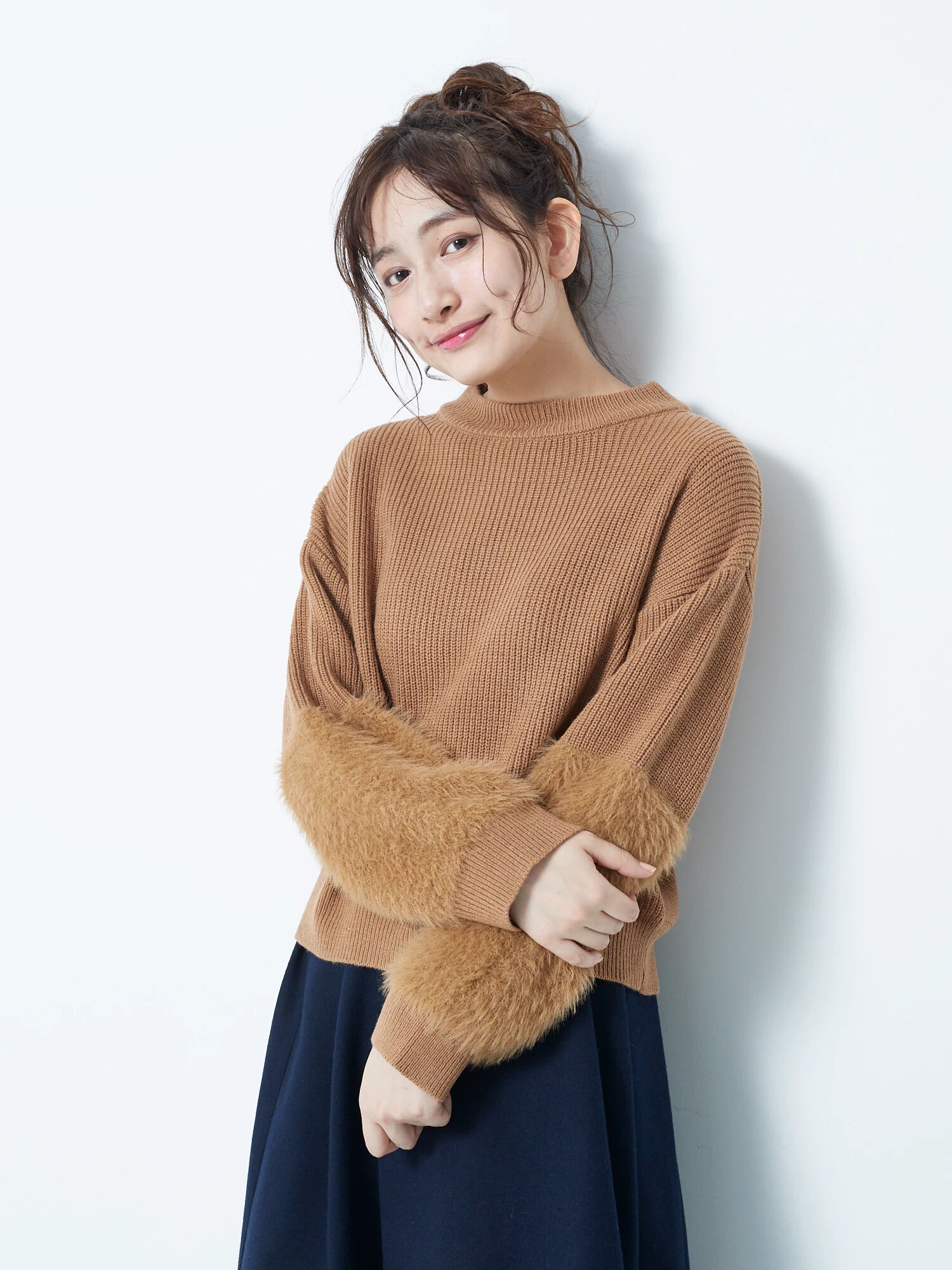 ・ファースリーブニットプルオーバー