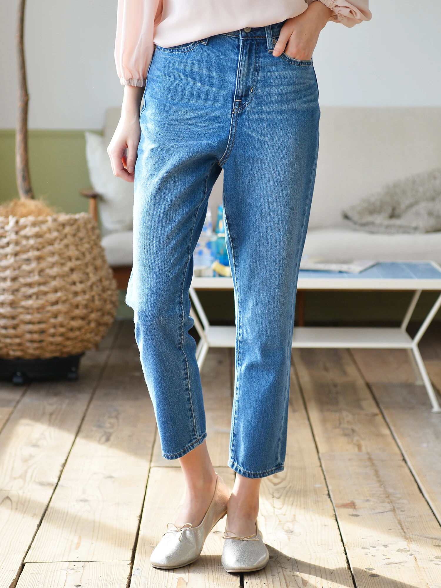 ＜ＷＥＢ限定大きな・小さなサイズ＞COTTON USA デニムパンツ(テーパード)