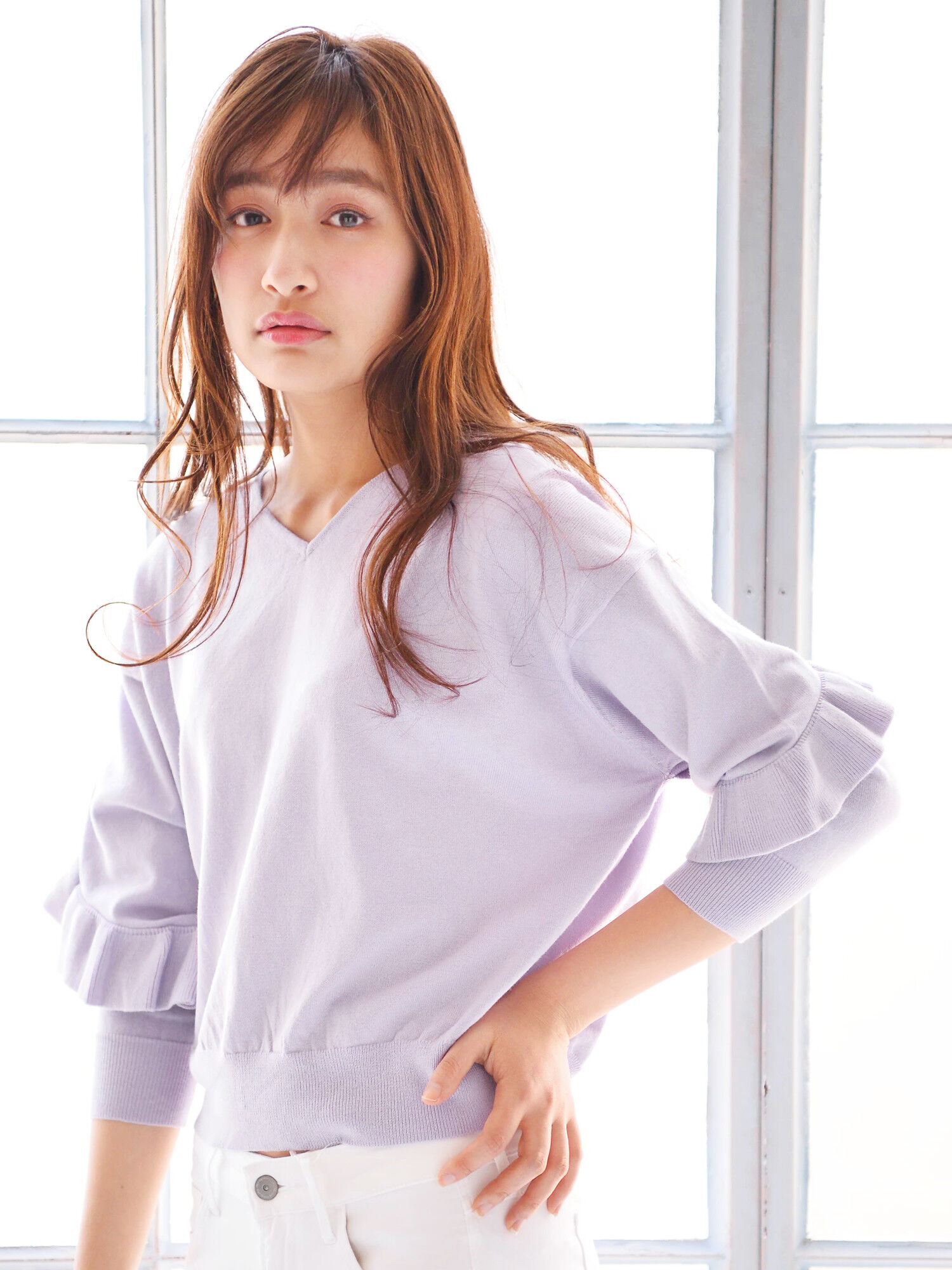 ・ラッフルスリーブニットプルオーバー