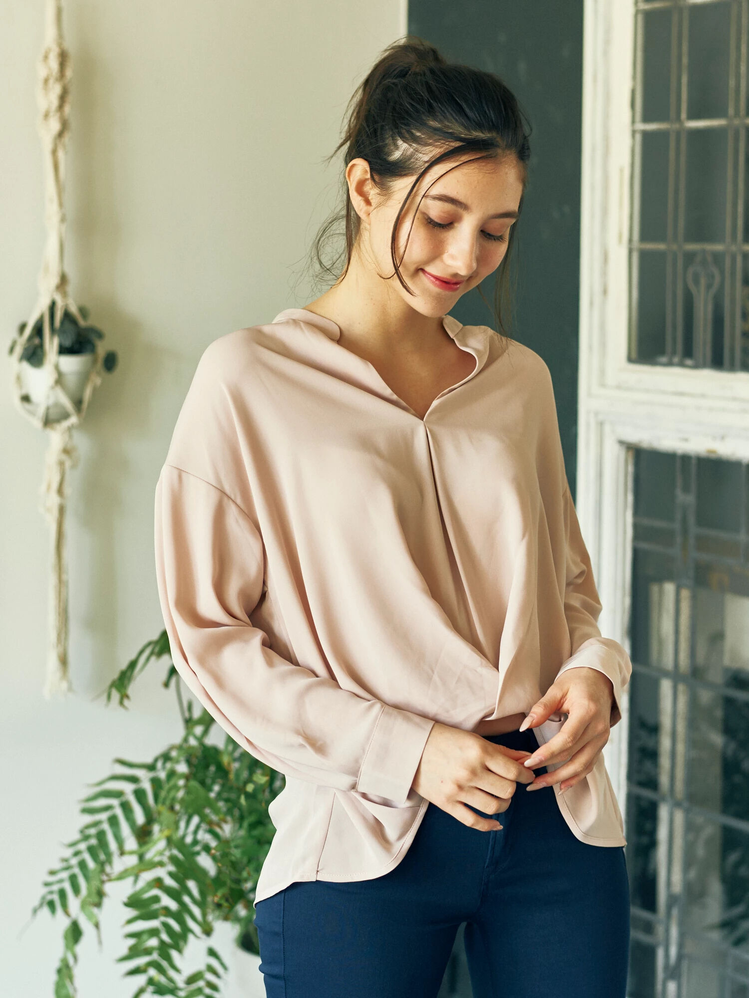 ＜ＷＥＢ限定大きな・小さなサイズ＞とろみスキッパーブラウス