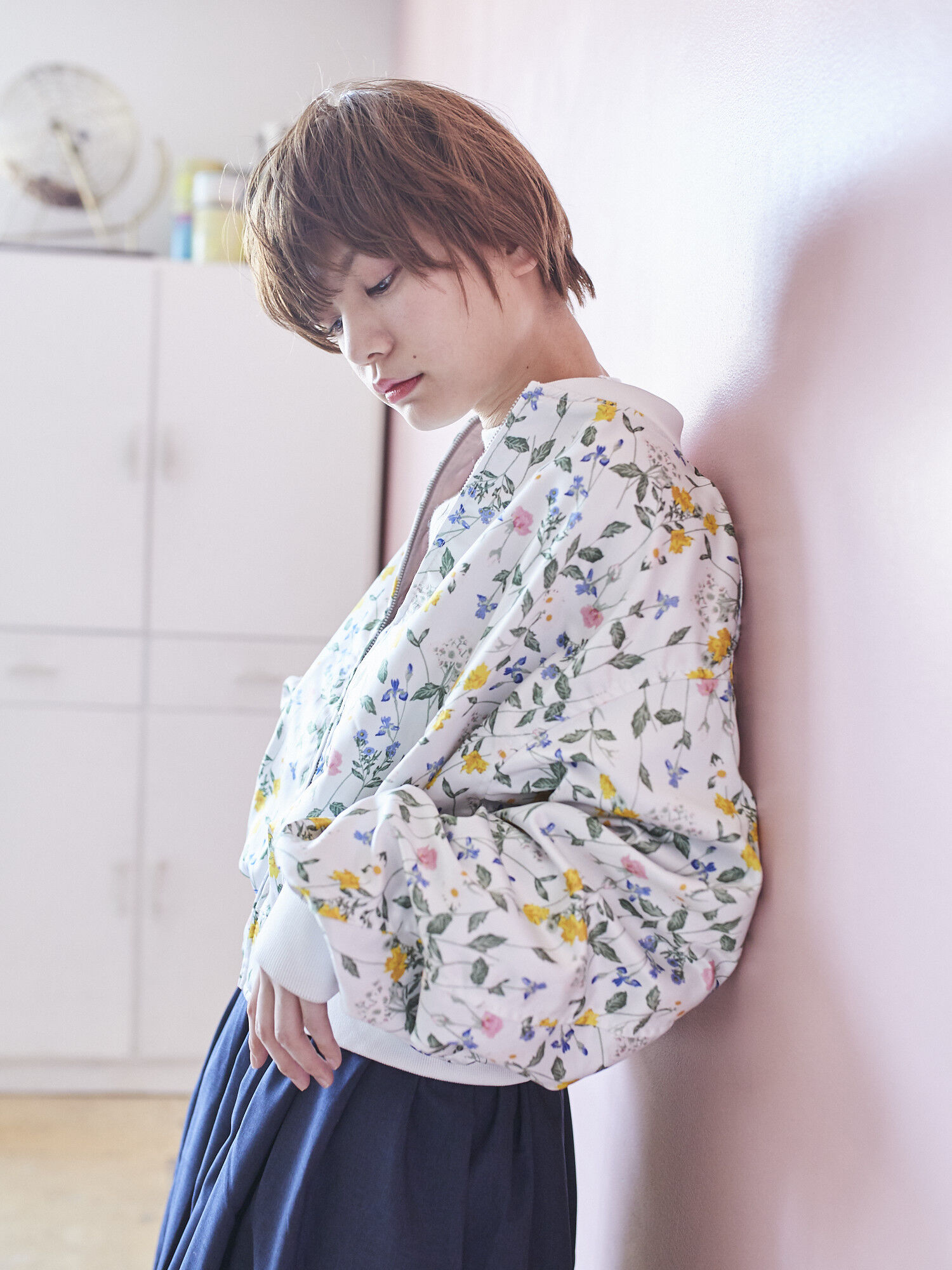 ＜ＷＥＢ限定大きなサイズ＞リバーシブルブルゾン(フラワー)