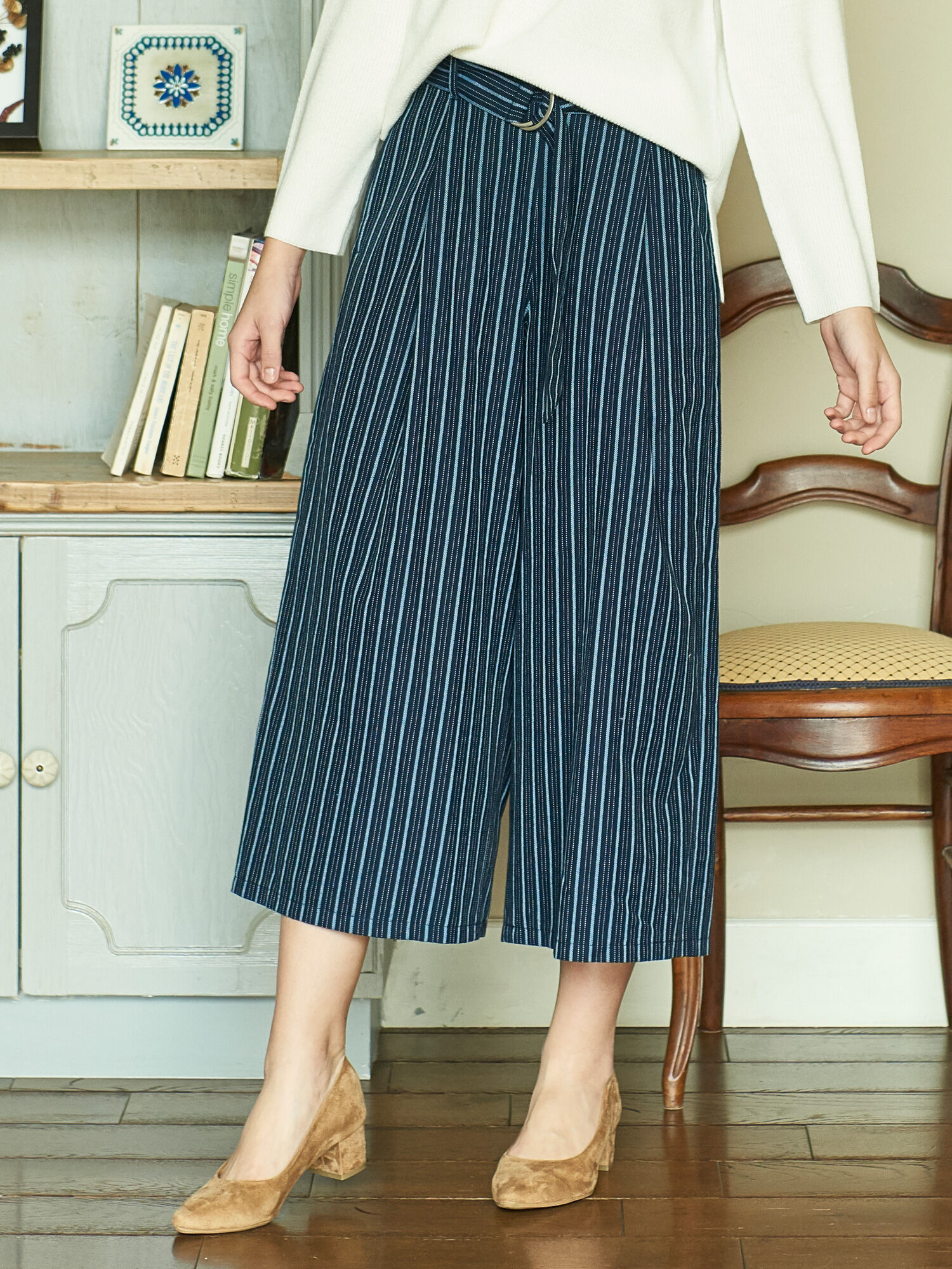 ・サッシュ付きワイドパンツ