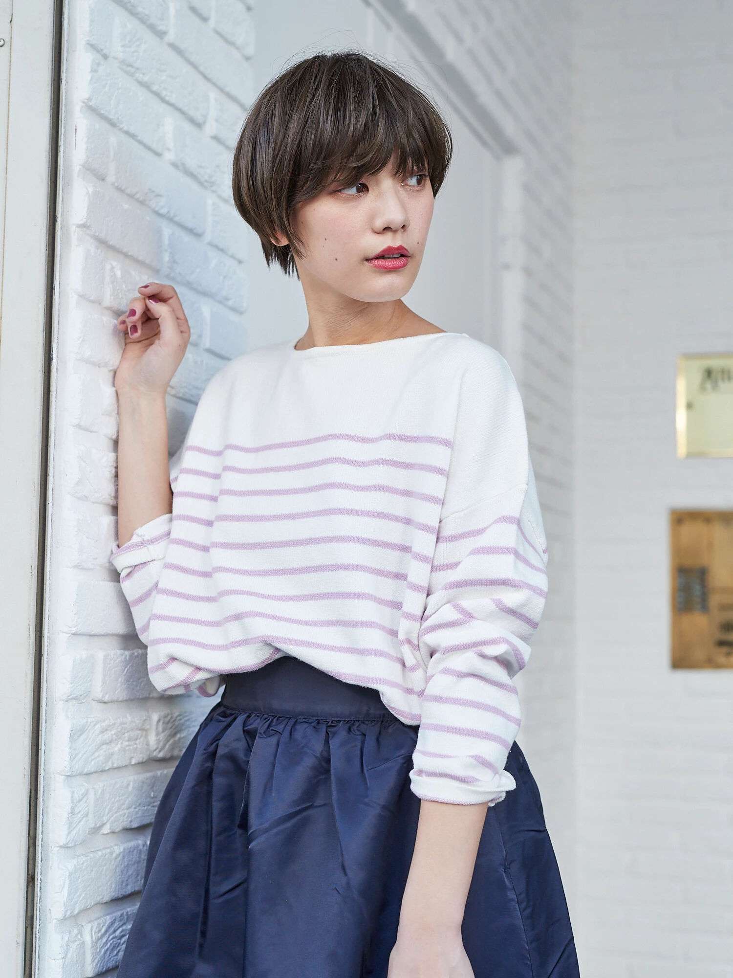 パネルボーダーニットプルオーバー