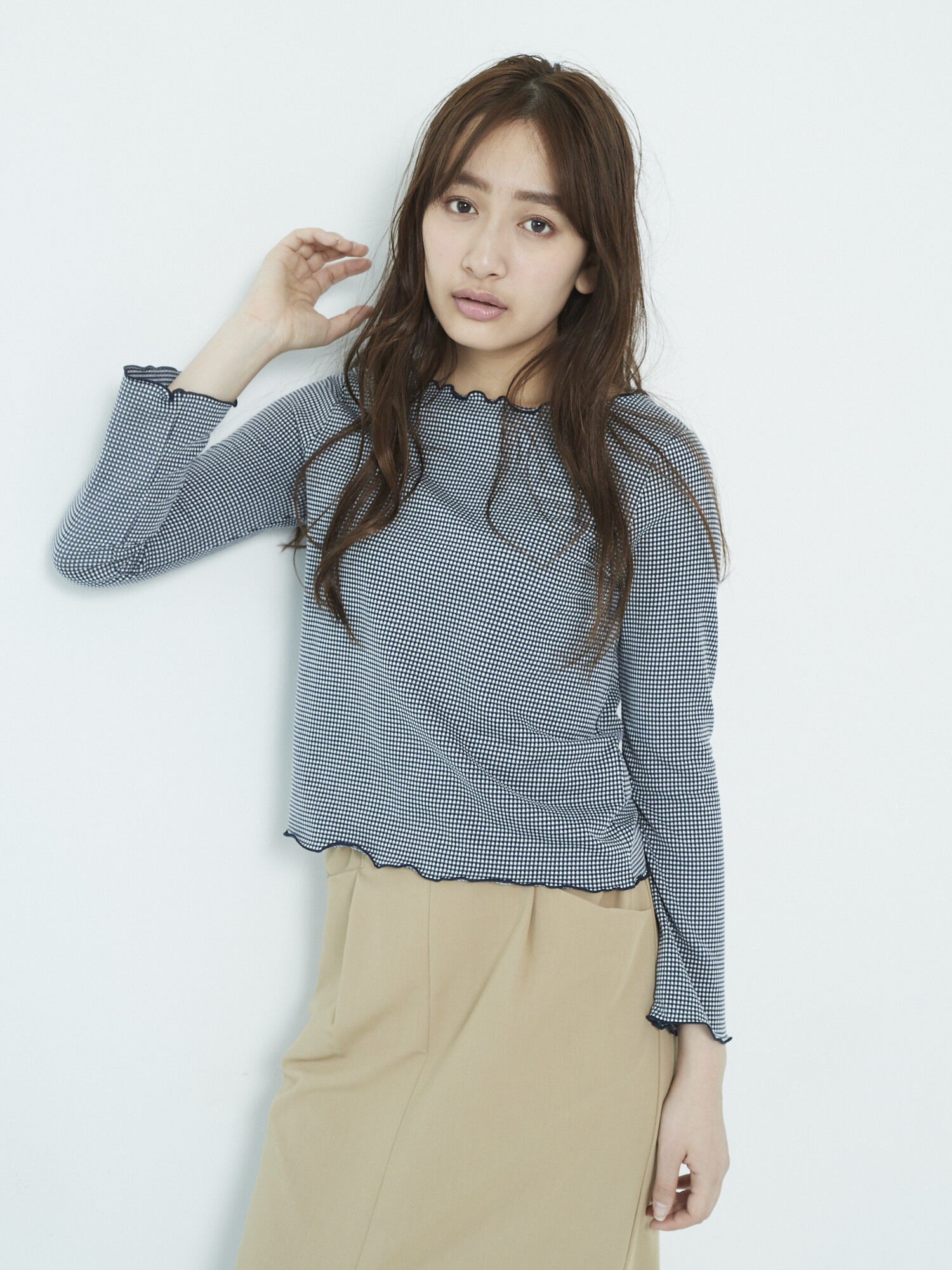 ・メロウネックギンガムチェックプルオーバー