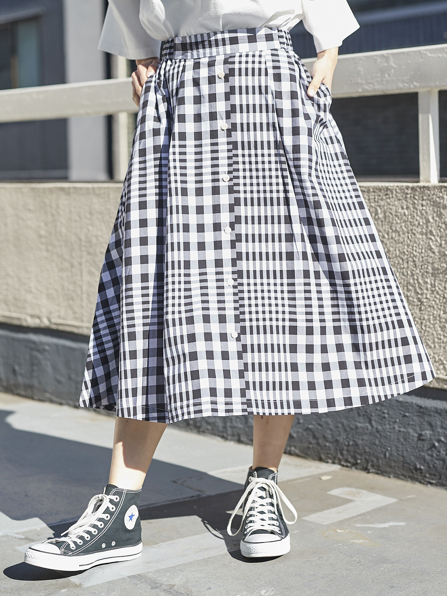 ・ギンガムチェックフレアースカート