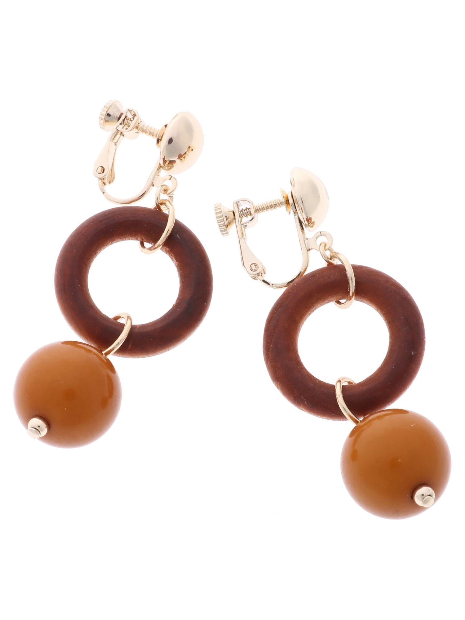 ウッドリングミックスイヤリング