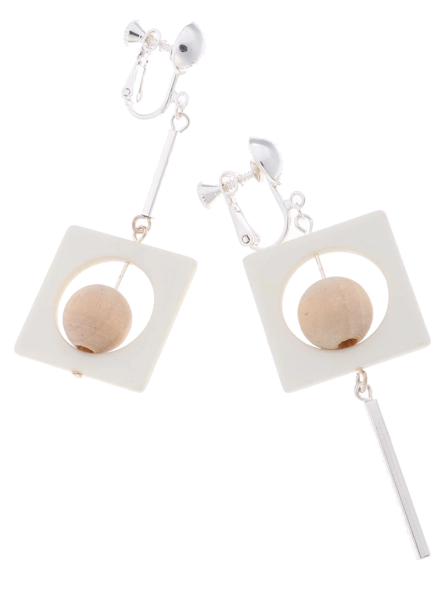 アクリル&ウッドミックスイヤリング