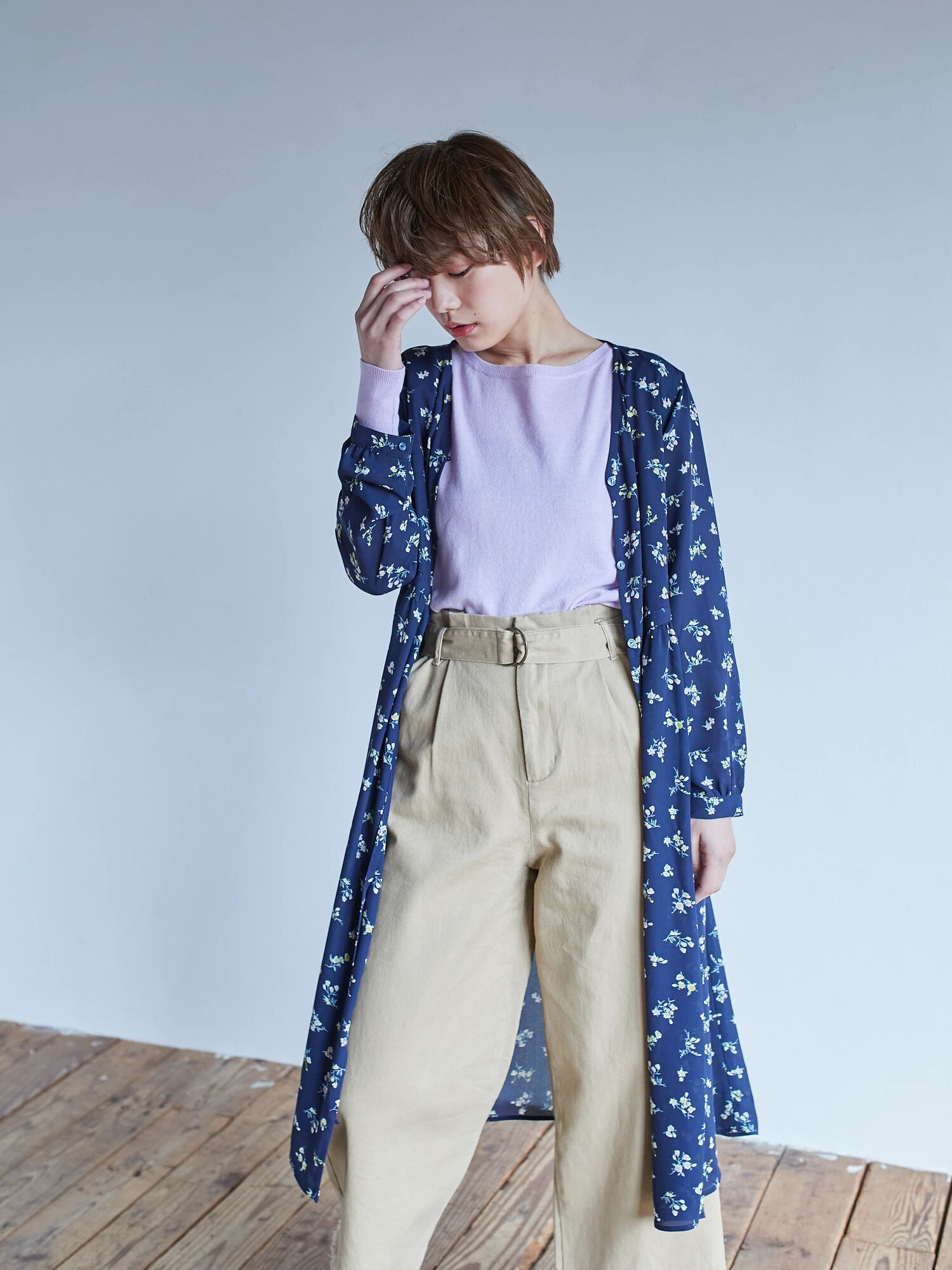 ・花柄ガウンワンピース