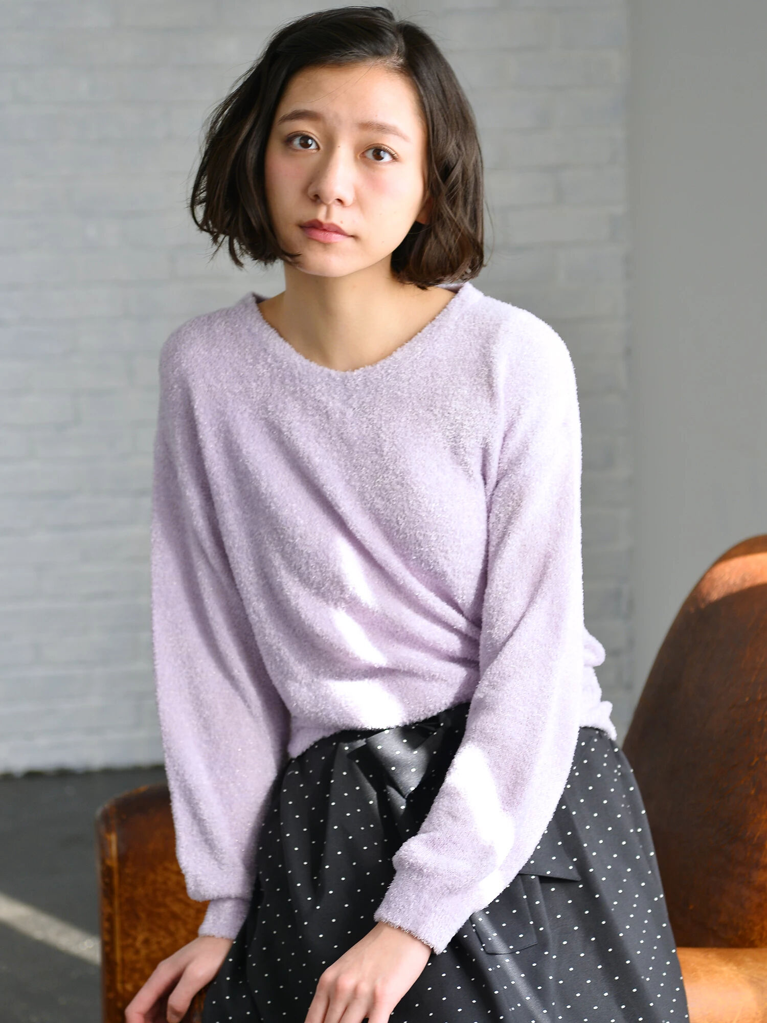 ・ラメフェザーニットプルオーバー