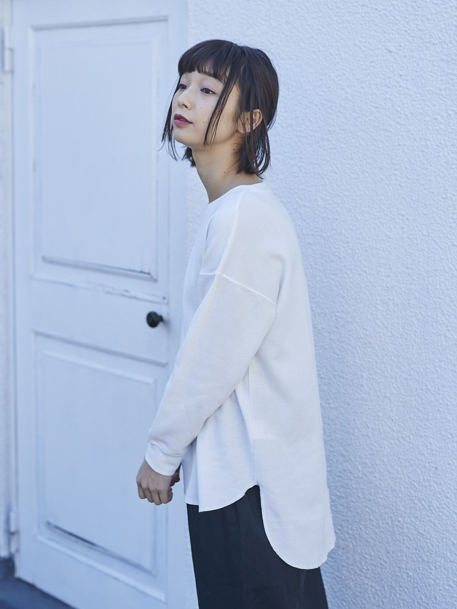 ・ワッフルボリュームスリーブチュニック