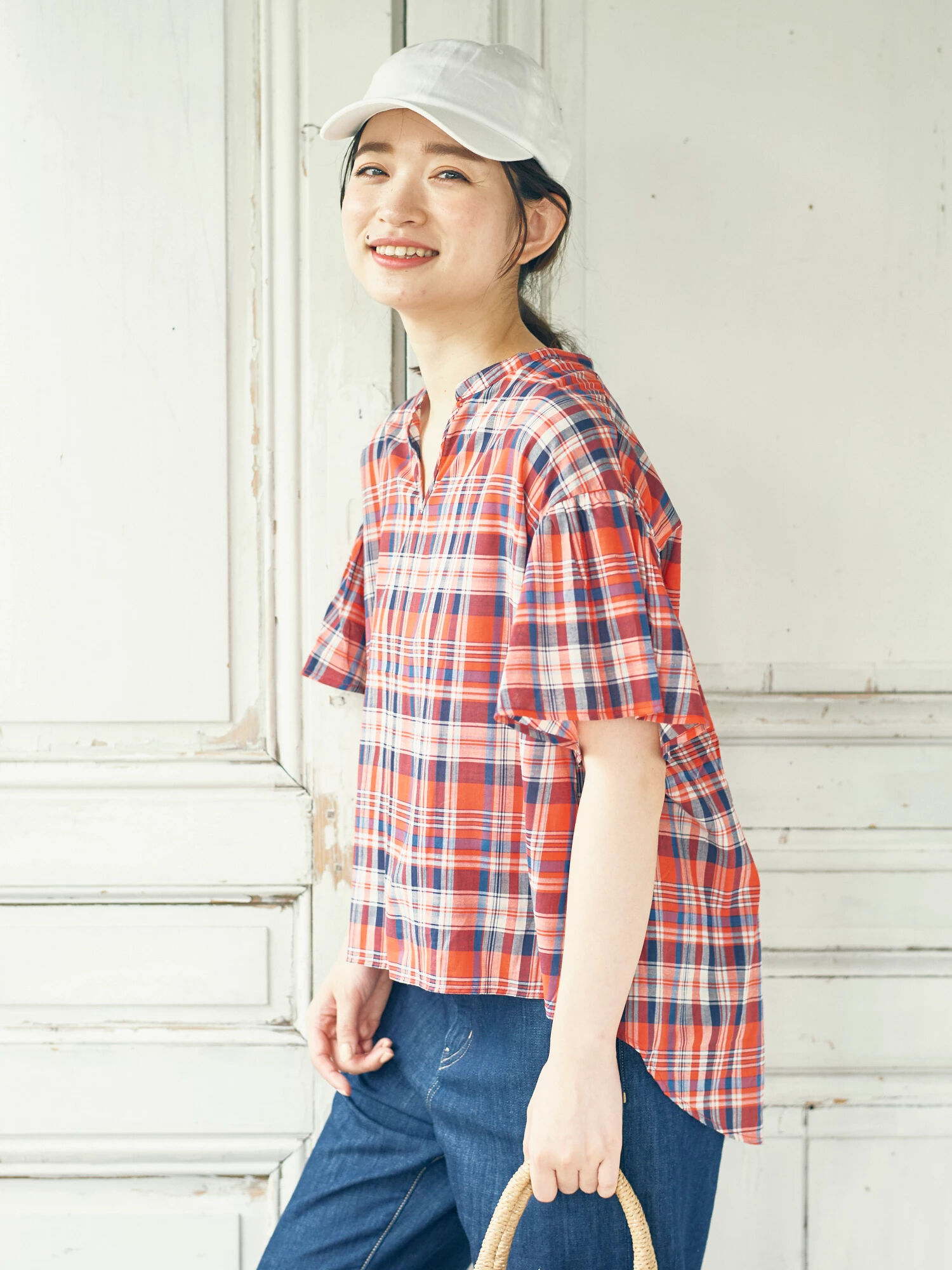 ・綿レーヨンスキッパーシャツ