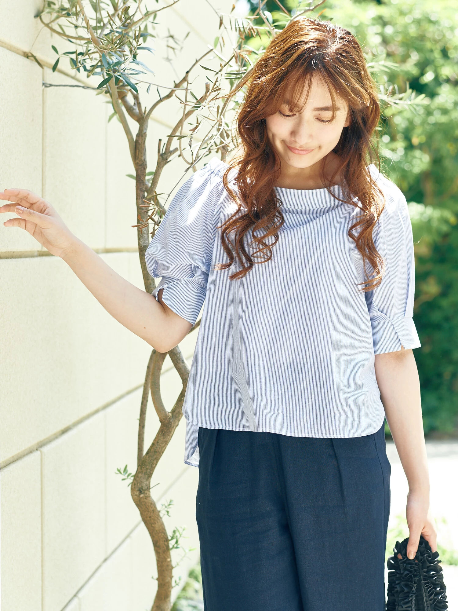 ランダムストライプブラウス