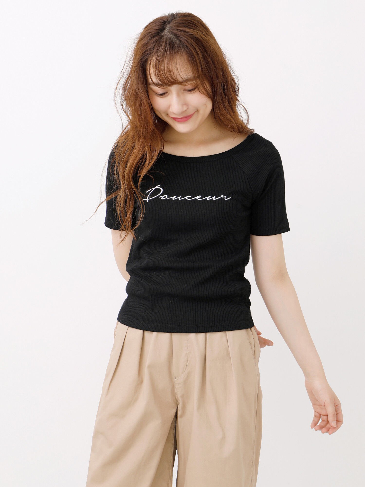 ・ロゴ刺繍テレコプルオーバー