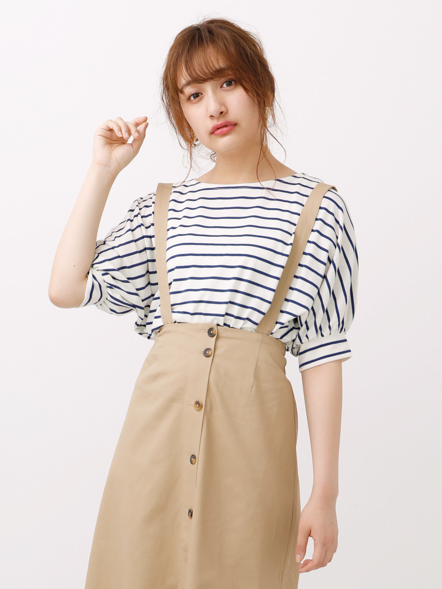 ・ボーダードルマンスリーブカットソー