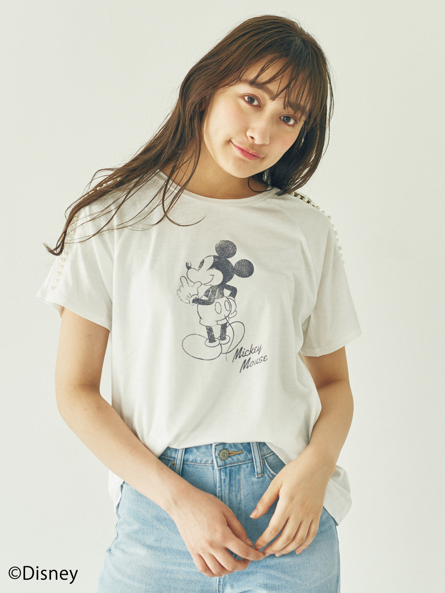 【WEB先行予約】Mickey/earthパールショルダーTシャツ